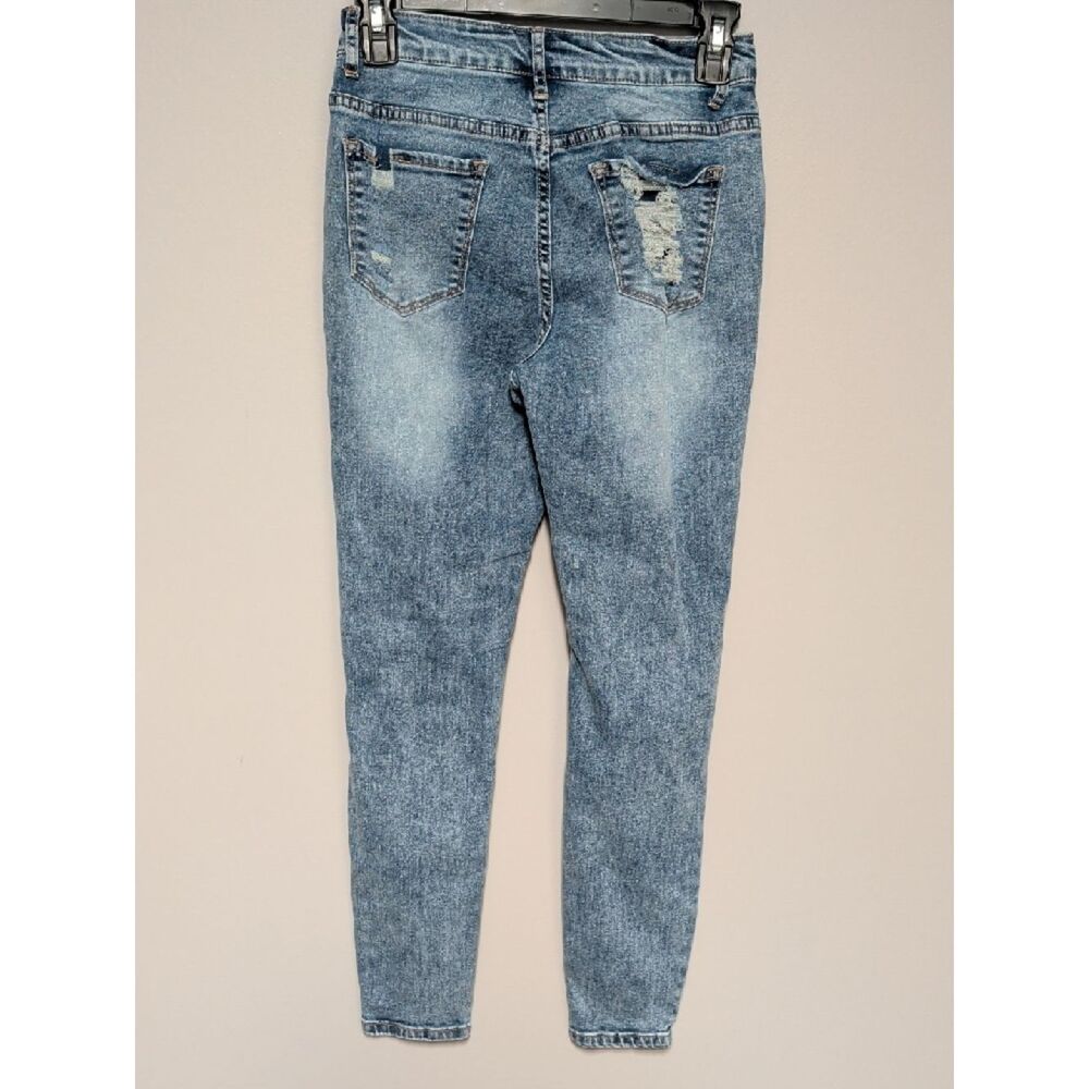 SHEIN Light Blue Distressed High-Rise Skinny Jeans - Picture 4 of 7